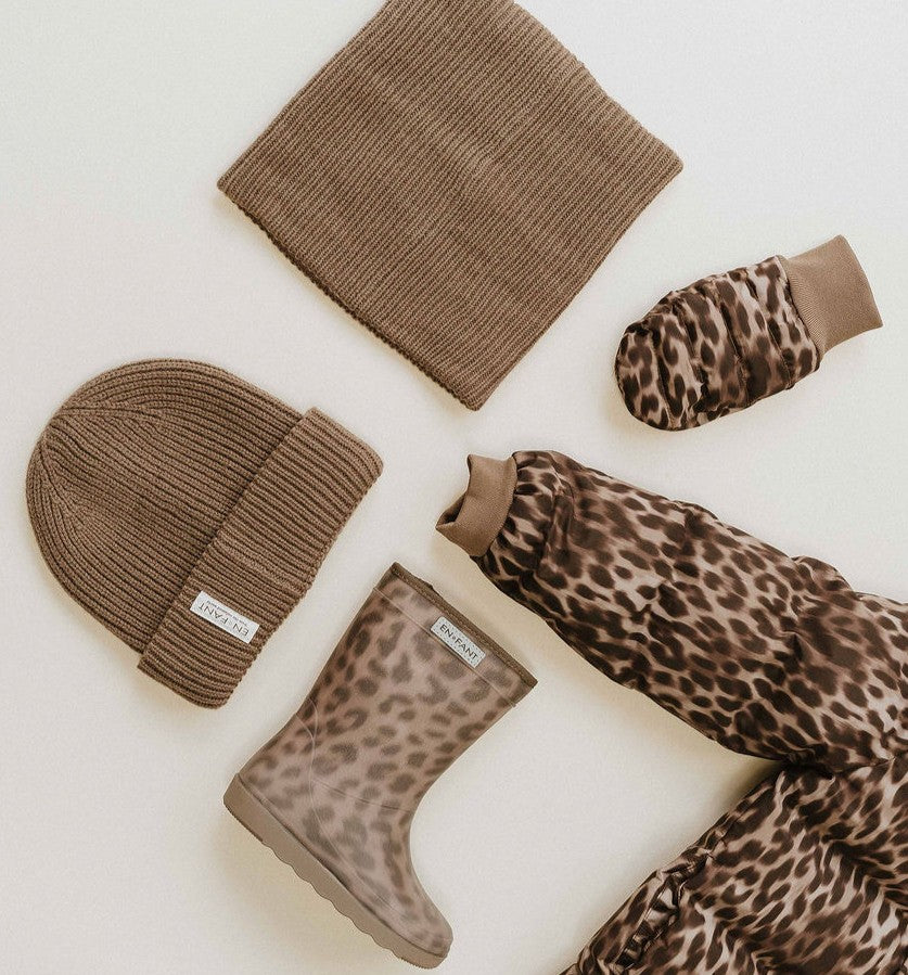 Beanie wol pine bark enfant