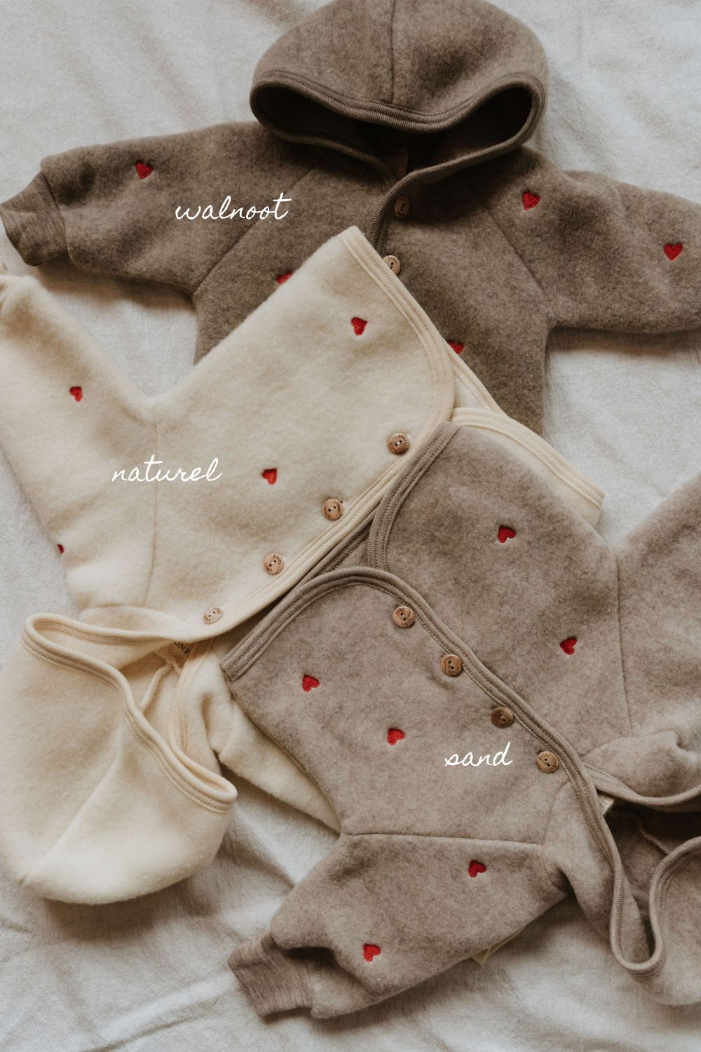 Jacke Wolle-Fleece Herzen Sand Limited Edition