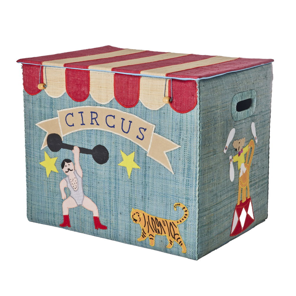 Raffia-Aufbewahrungsbox Zirkus blau