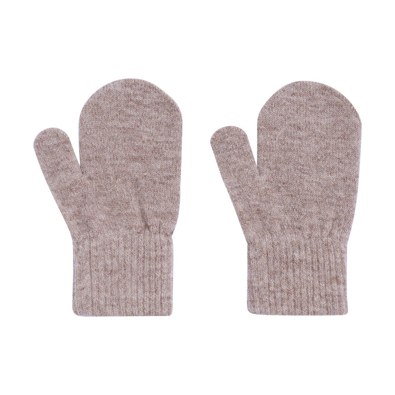 Wollene Fäustlinge beige