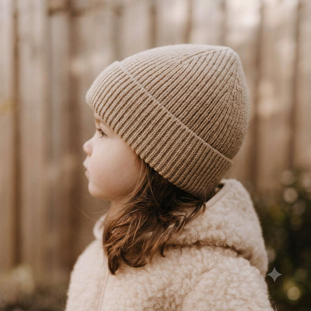 Beanie 100% wol sand