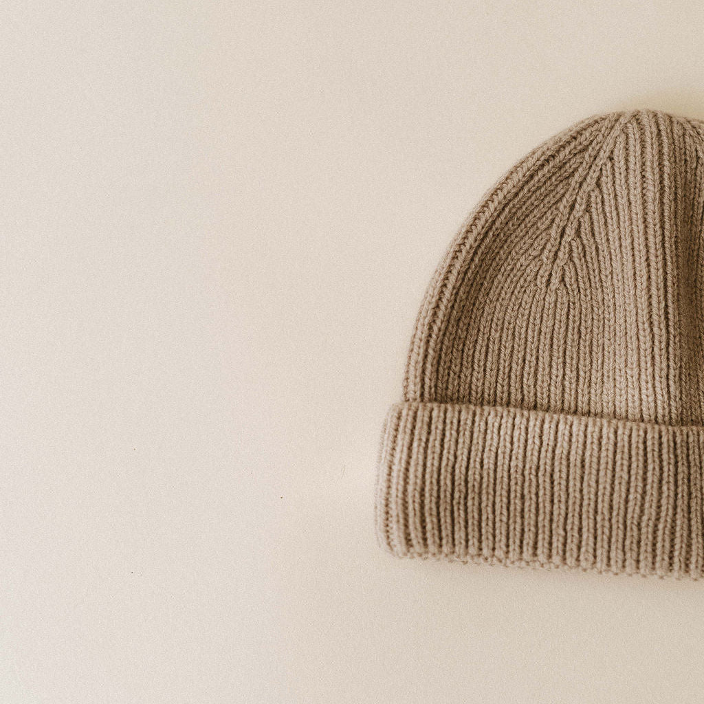 Beanie 100% wol sand