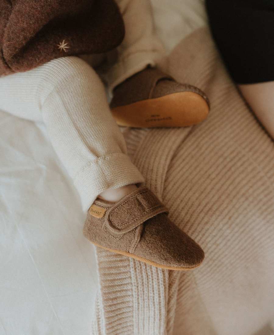 Babyschühchen Wolle braun Limited Edition