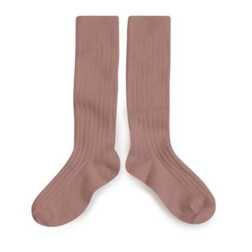Kniesokken ribbed vieux rose - Charly's