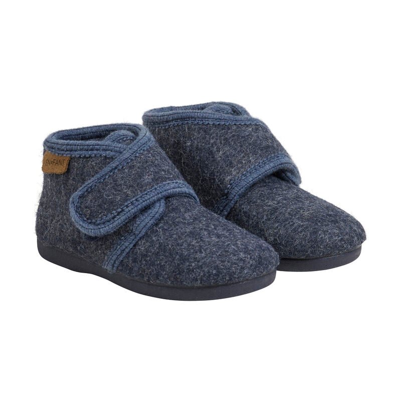 Slof harde zool navy melange - Charly's