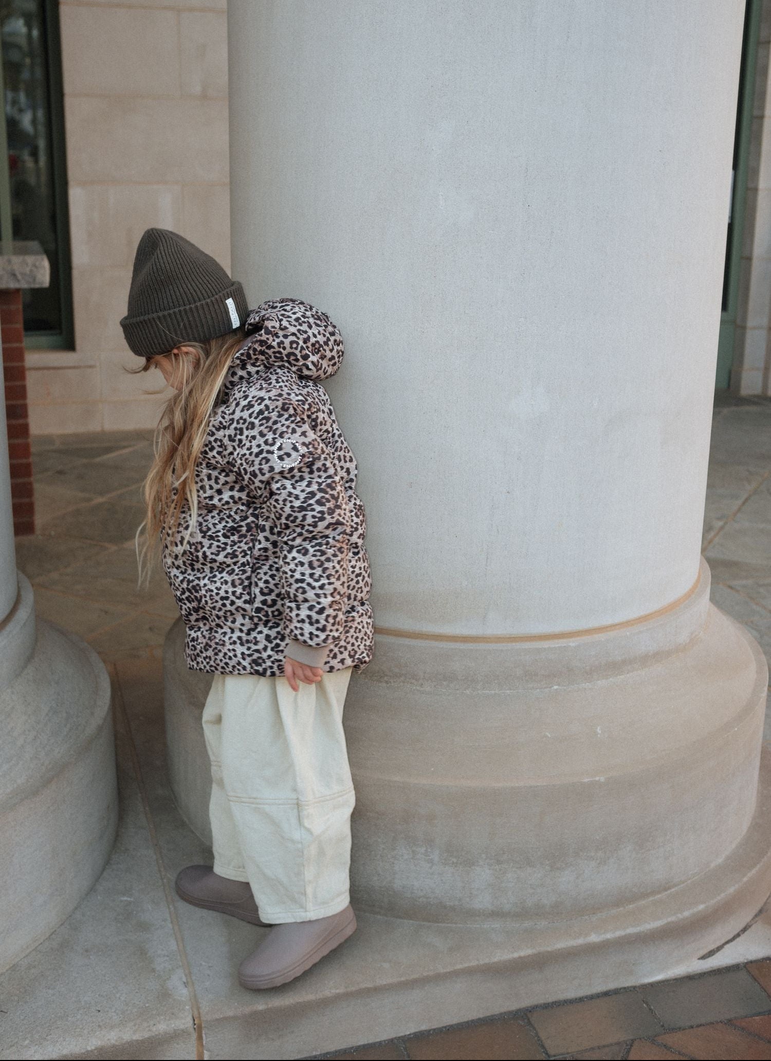 Winterjacke Pinienrinde Leopard Kind
