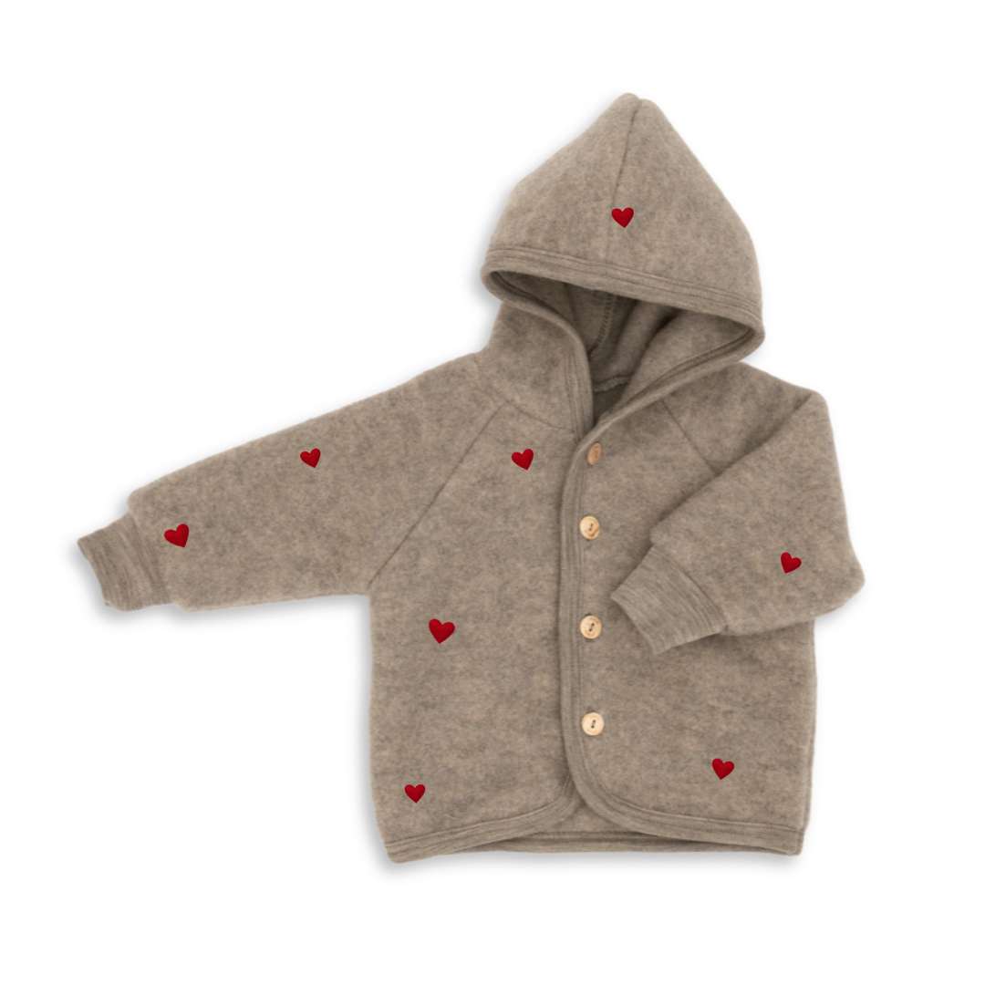 Jacke Wollfleece Herzen Walnuss Limited Edition