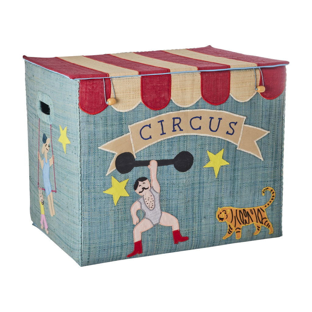 Raffia-Aufbewahrungsbox Zirkus blau