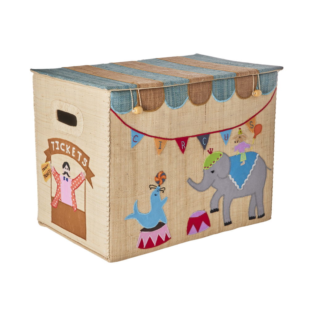 Raffia-Aufbewahrungsbox Zirkus beige