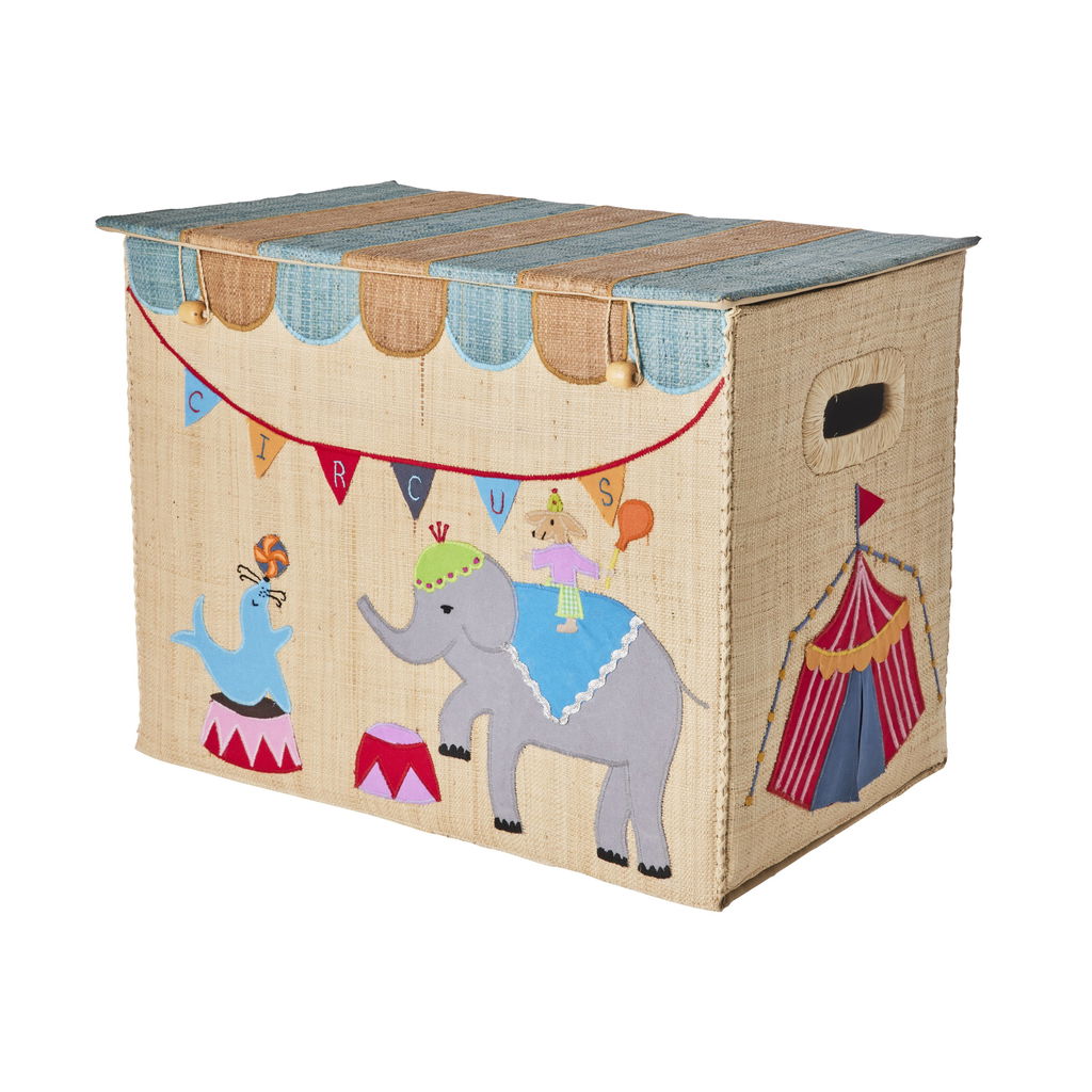 Raffia-Aufbewahrungsbox Zirkus beige