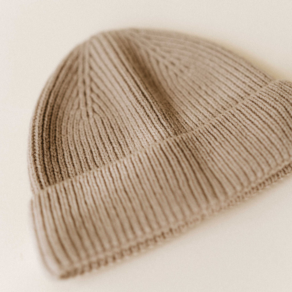 Beanie 100% wol sand